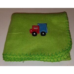 Greenbrier International Green Fleece Truck Baby Blanket Security Thin Red Blue